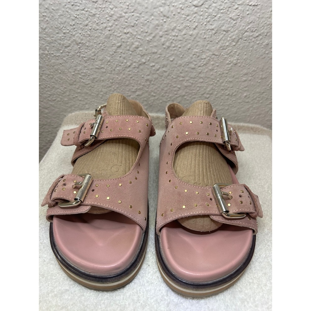 Pilcro Pink Suede Studded Buckle Platform Slingback Sandals Size 39